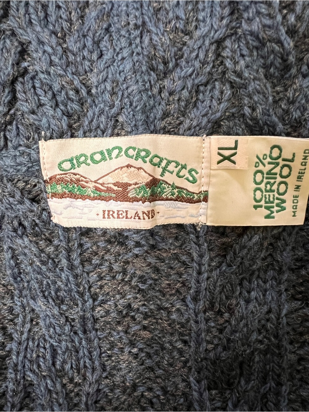 ARAN CRAFTS Open-Front Cable Knit Cardigan Sweater - DARK BLUE/BLACK - Picture 7 of 9